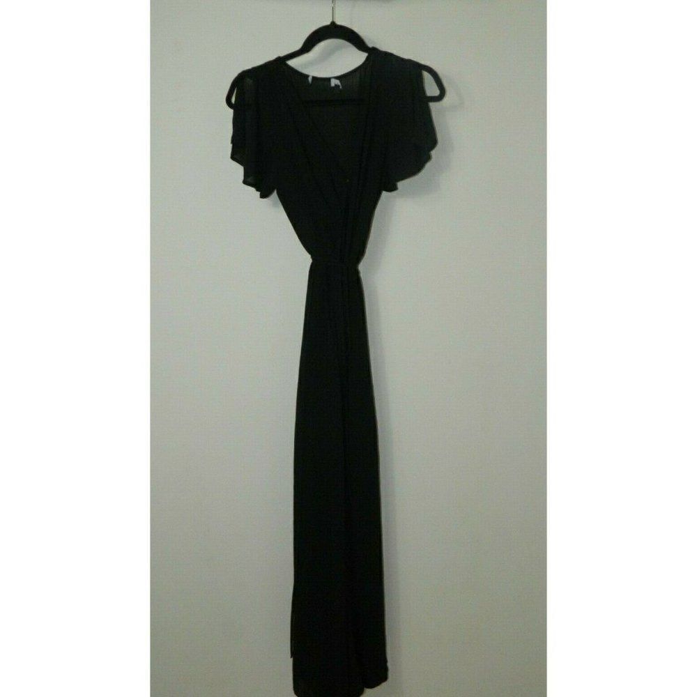 Lulu's Dress Heart of Marigold Black Wrap‎ Maxi Dress
